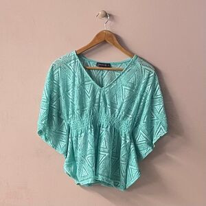 Vintage Y2K Annabelle Aqua Perforated Top Size M EUC